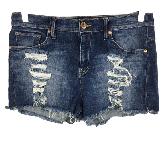 Express Shorts Womens Sz 6 Blue Jean Distressed Ripped Cut Off Denim - Picture 1 of 12
